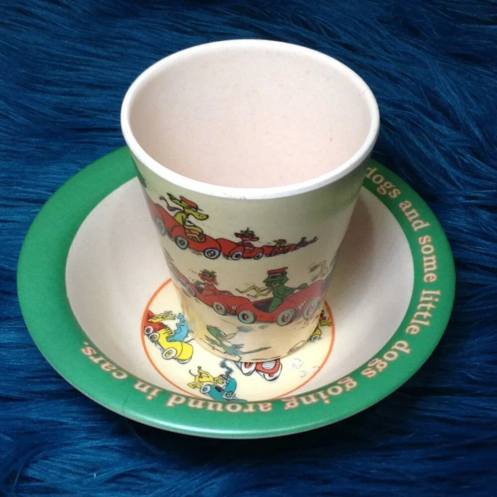 Vintage PD Eastman Go Dog Go Cup/Saucer set. Collectible, Kidcore, Y2K, Retro